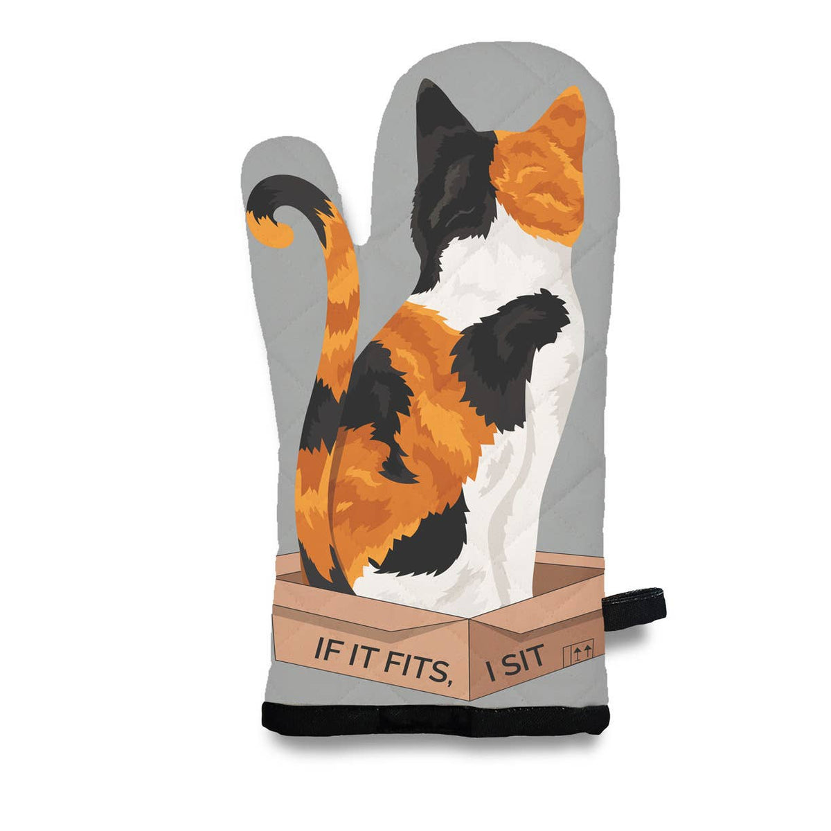 "If It Fits, I Sit" Calico Cat Oven Mitt