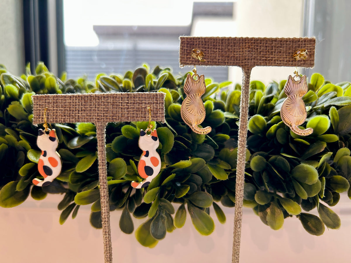 Gold Chic Cat Earrings