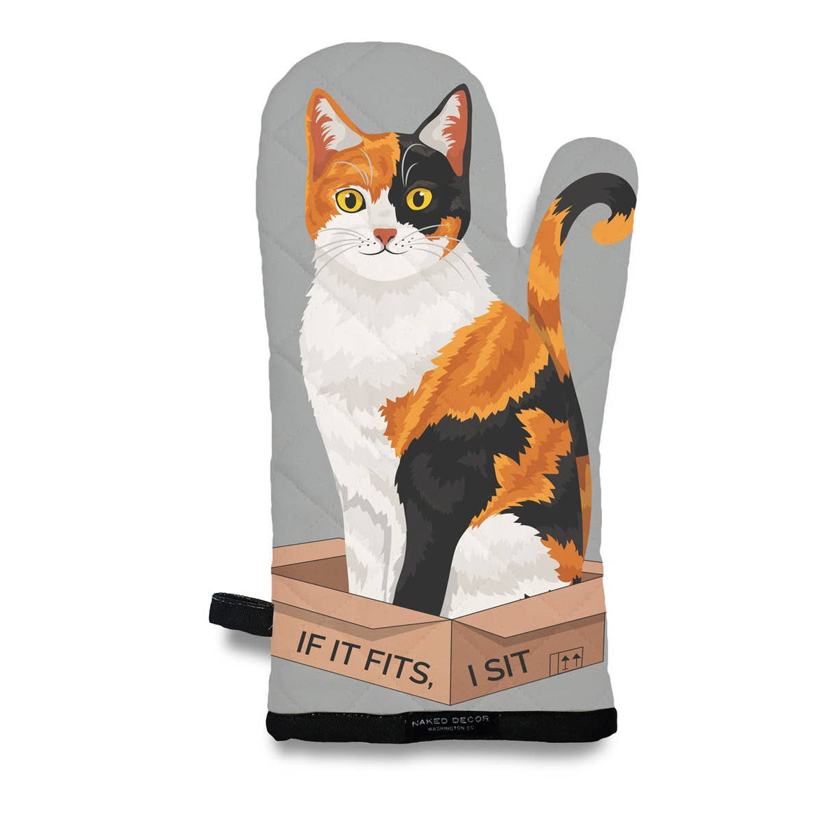 "If It Fits, I Sit" Calico Cat Oven Mitt